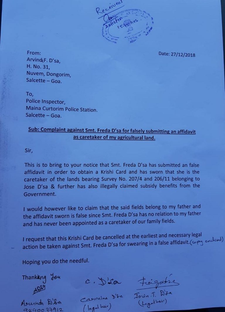 Complaint against Congress MLA Wilfred D’Sa’s wife for fake affidavit