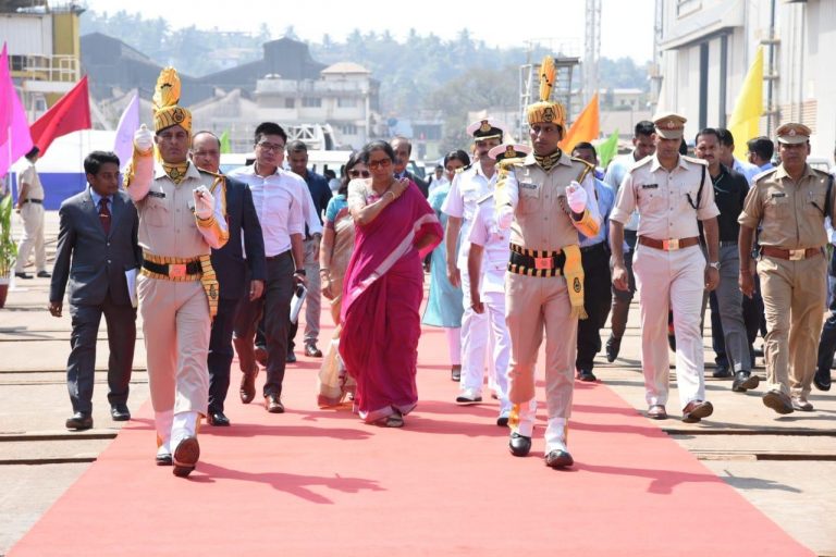 Raksha Mantri Nirmala Seetharaman launches GSL Yard 1233 Off Shore Patrol Vessel