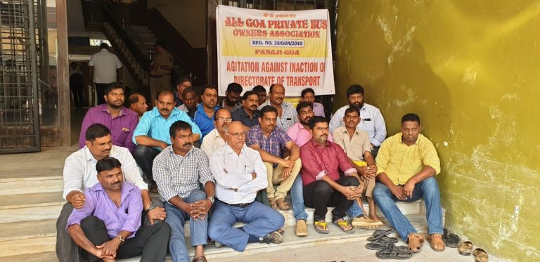 Bus Operators protest outside Transport Depatment office