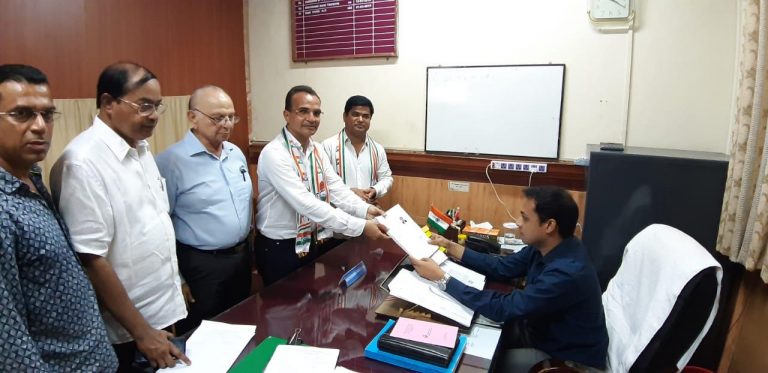 Babush Monserratte files his nomination in Panaji by-poll
