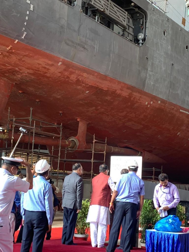 Union MOS Defence Shripad Naik review works at Goa Shipyard