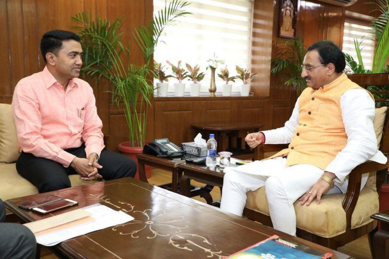 CM Pramod Sawant meets union HRD minister, invites him