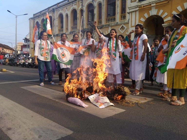 Goa Mahila Congress protest against Haryana CM’s ‘dead rat’ remark