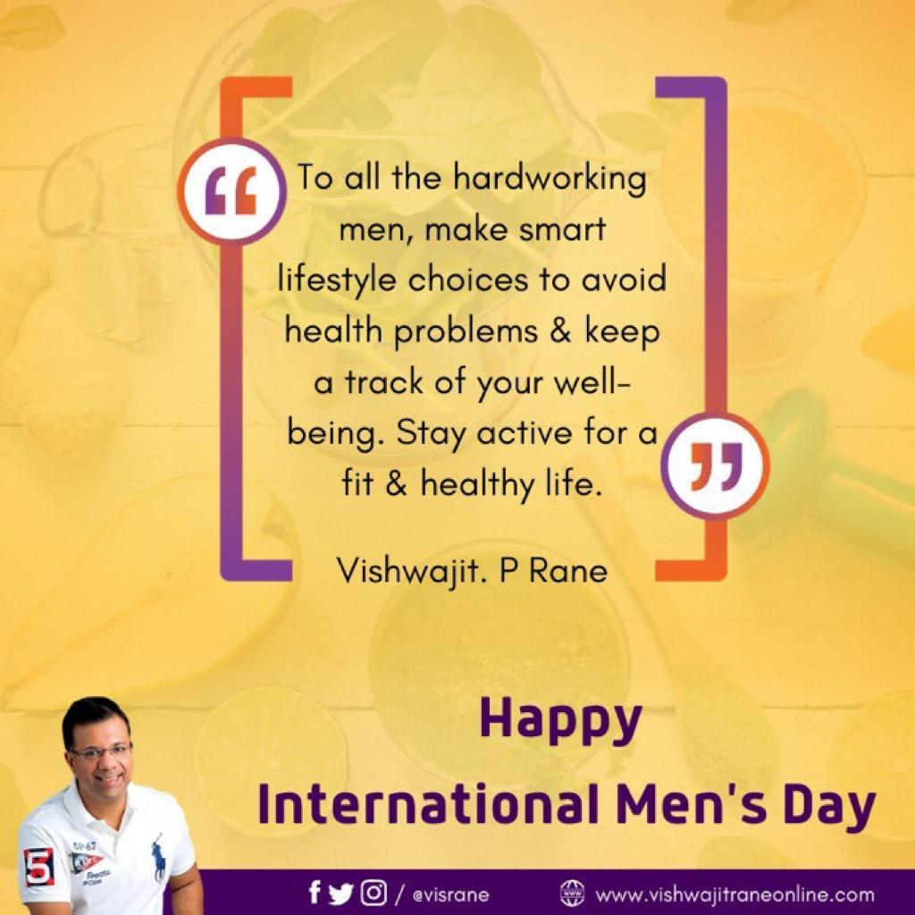 Take care of health, Vishwajit Rane urges on International Men's ...