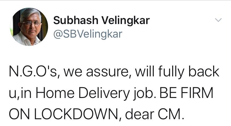 GSM chief Subhash Velingkar urges CM to be firm on lockdown