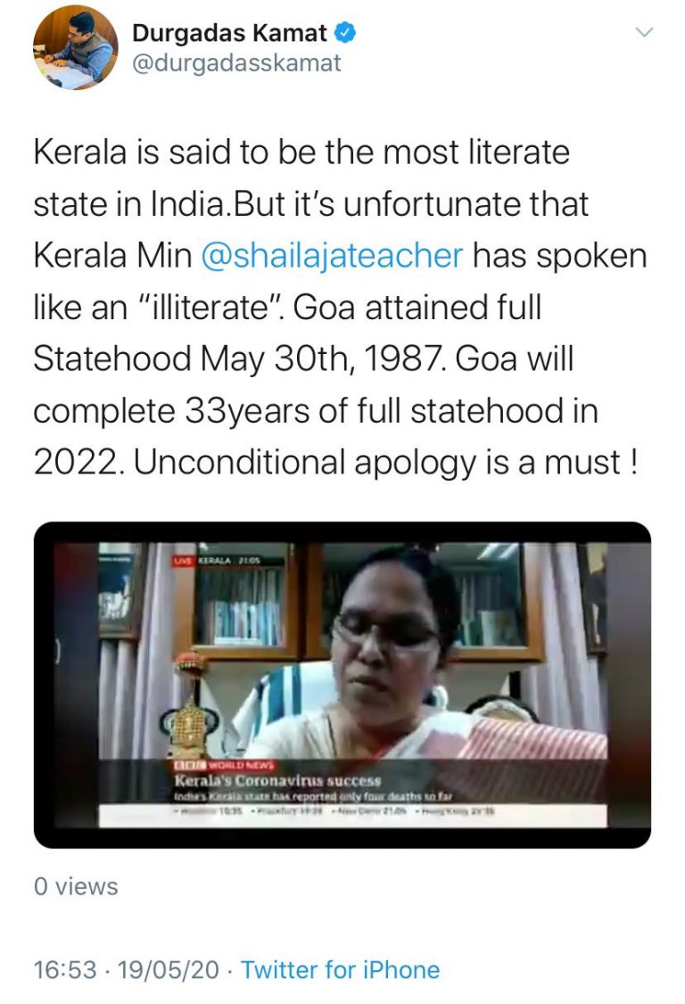 GFP demands unconditional apology from Kerala Health Minister