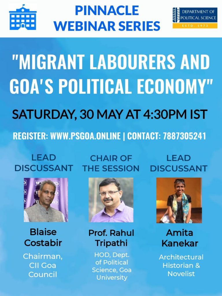 Pinnacle Club To Host Webinar On Migrant Labourers in Goa