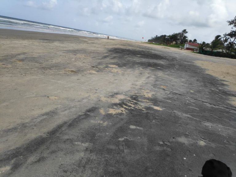 Tar balls surface at Mobor beach