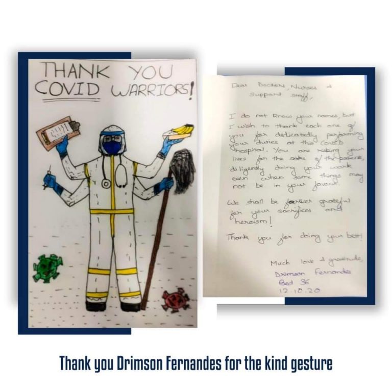 Health Minister shares letter by a patient to thank corona warriors in GMC