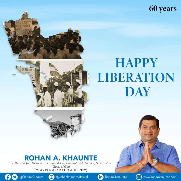 Porvorim MLA Rohan Khaunte wishes Goans on Liberation Day