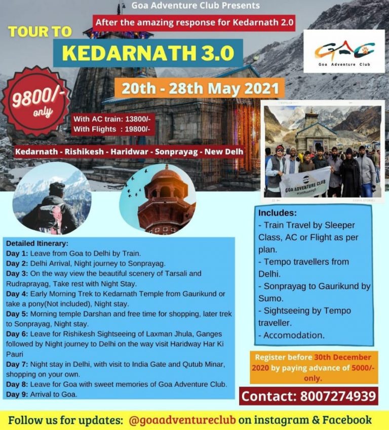 Did you know? Travel to Kedarnath at 9800/- only with Goa Adventure Club