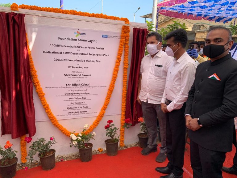 Power Minister Cabral lays foundation of India’s first convergence project in Cuncolim