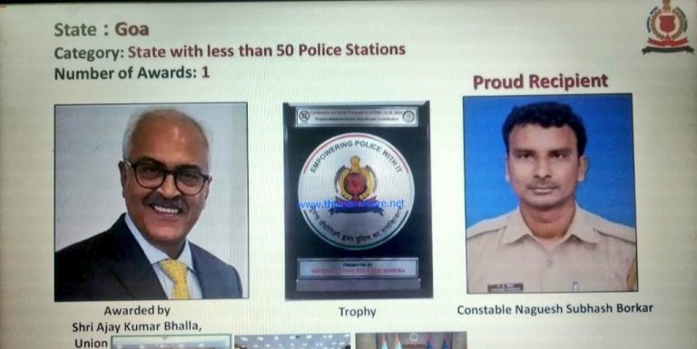 Constable Naguesh Borkar of Margao PS bags national award