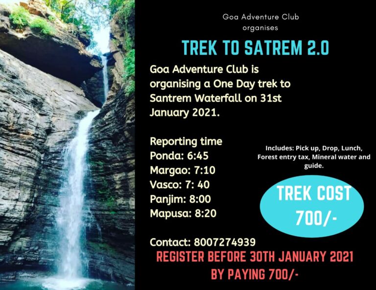 Trek to Satrem Waterfall on 31st January 2021, Register now