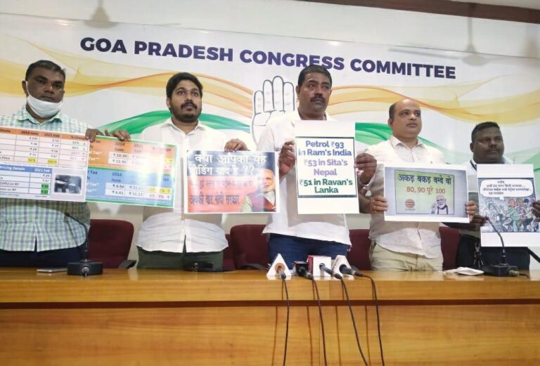 Increase in VAt on fuel by the lootmaar BJP sarkar is proof of Goa pushed into Bankruptcy – Sankalp Amonkar