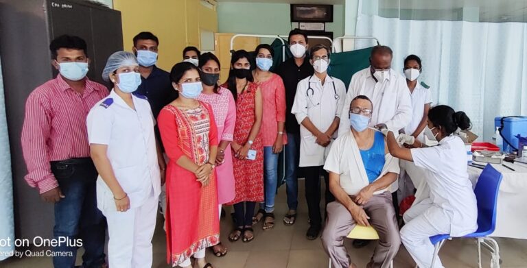 Private practitioner Dr. Dalal getting his vaccine shot.