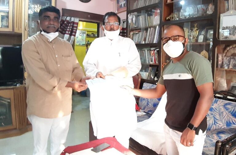 Shripad Naik handed over the cheques   To disaster Victims from Moula-Bhati