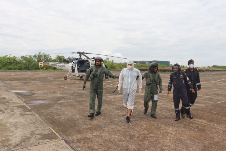 Indian Coast Guard rescues a crew member off Goa coast