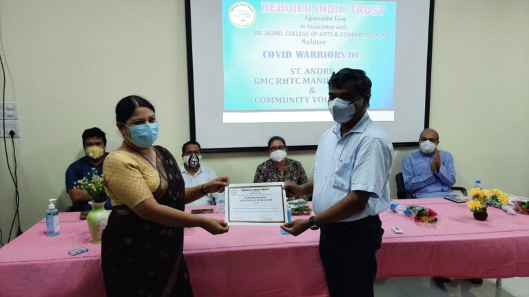 Frontline workers of Mandur GMC hospital, other St Andre volunteers felicitated