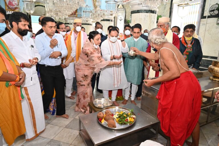 BJP National President J P Nadda visits Mangueshi Temple