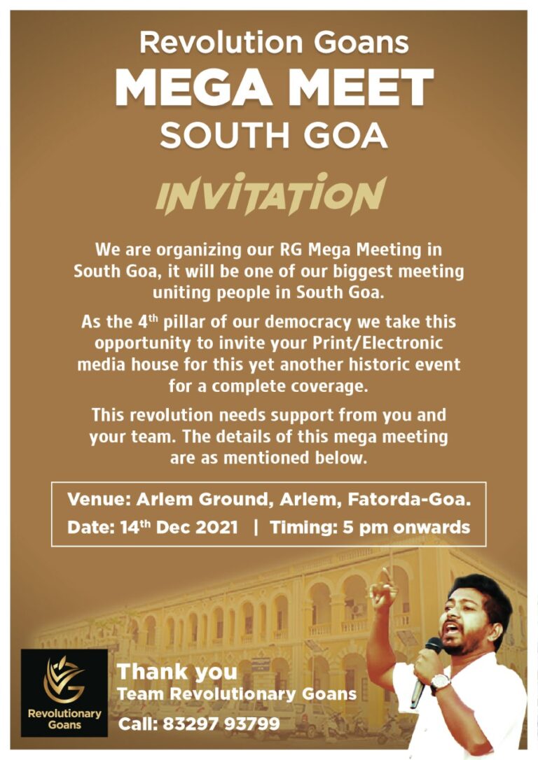 RG to hold mega meet at South Goa on Tuesday