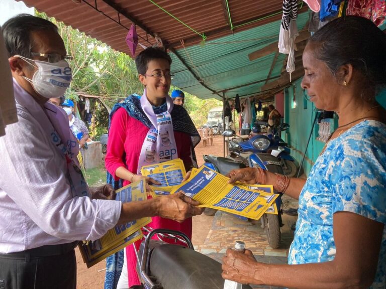 AAP Goa desk in-charge Atishi holds door-to-door campaign for Dr. Mariano Godinho in Nuvem