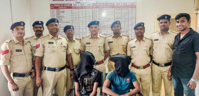 02 arrested for stealing construction material. 01 minor apprehended.