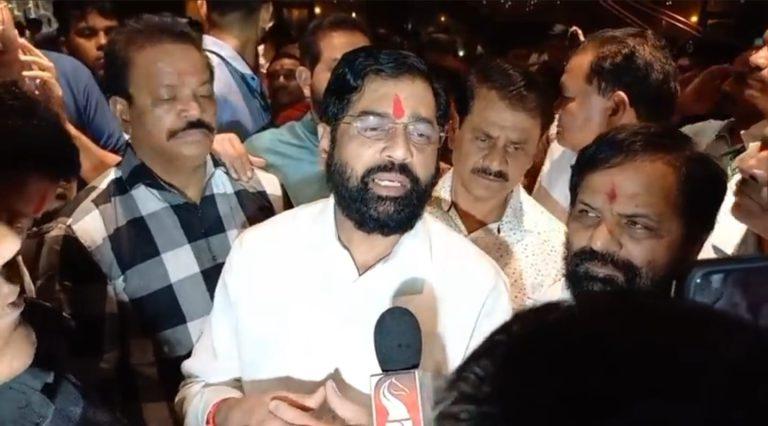 Newly sworn in Maharashtra CM Eknath Shinde receives grand welcome by his MLAs at the resort