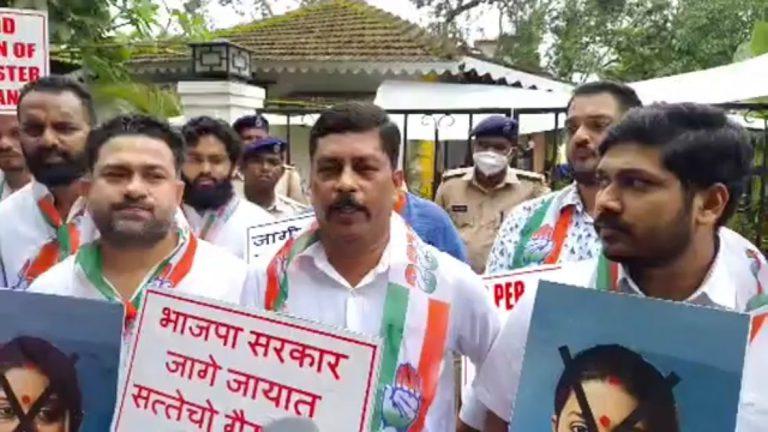 Goa Pradesh Youth Congress workers protest outside controversial restaurant