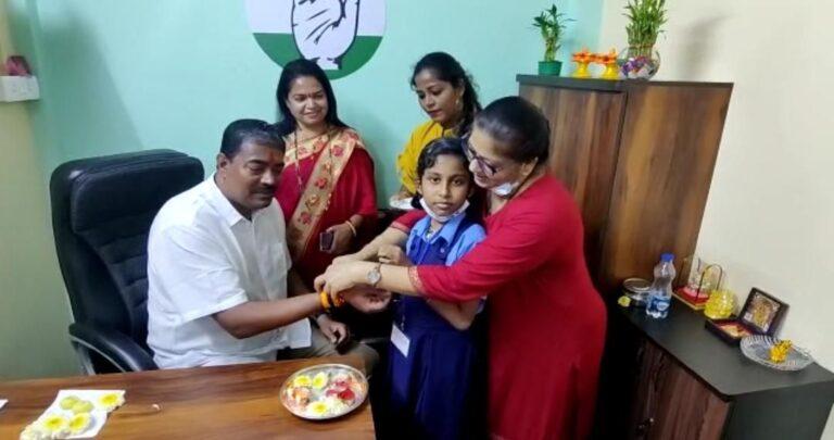 Special students of New Dawn Ashadeep school tie Rakhi to legislators Sankalp Amonkar on Raksha Bandhan, Amonkar assures of all help to School and students