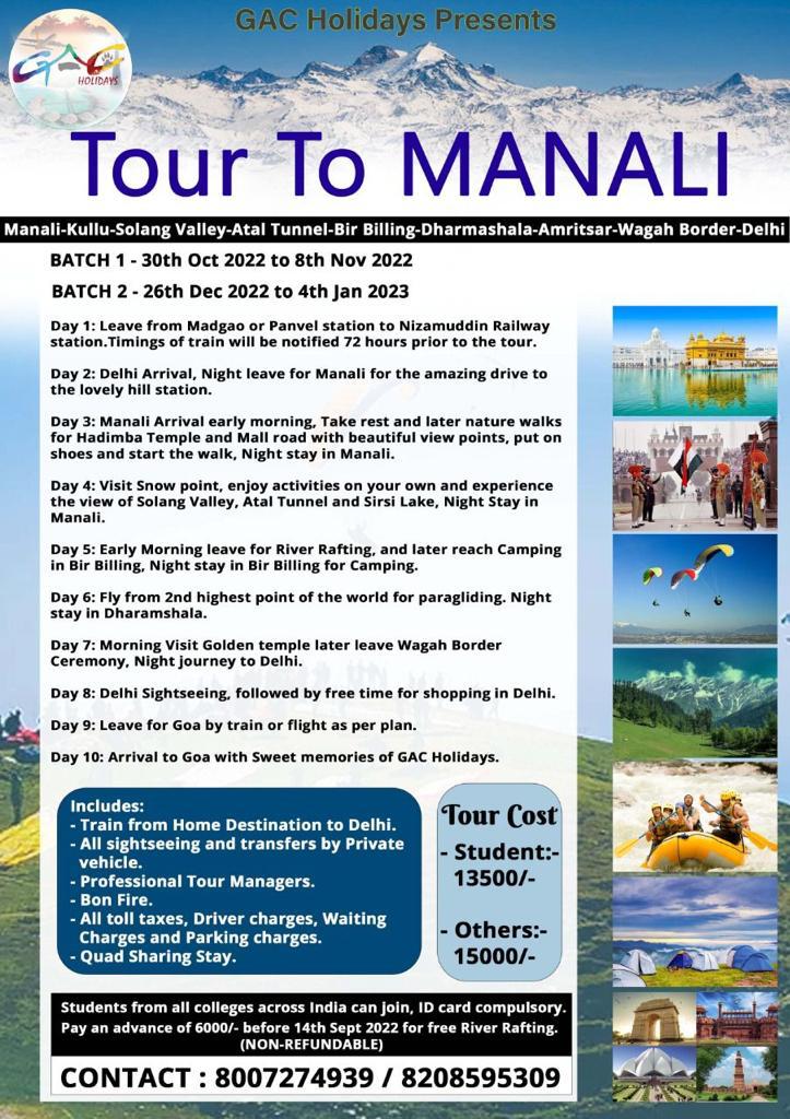 Manali from Goa is the best travel destination with good deals from GAC Holidays