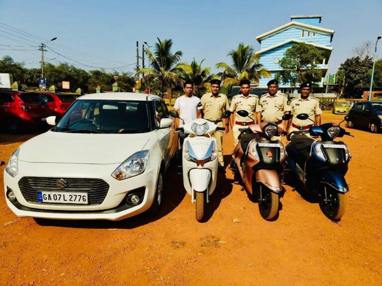 Anjuna Police conduct drive against unauthorised vehicles given for rent.