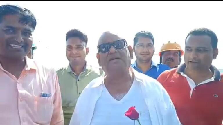 Actor Satish Kaushik amongst the first commuters on New Zuari Bridge           (Reporting by Deepesh Naik)
