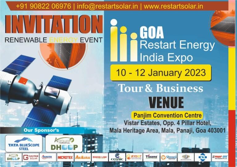 #GoaRestartEnergyIndiaExpo || Goa Restart Energy India Expo  which is a Renewable Energy Event starting dated on 10th to 12th January 2023 at Panjim Covention Centre, Mala Panaji Goa.