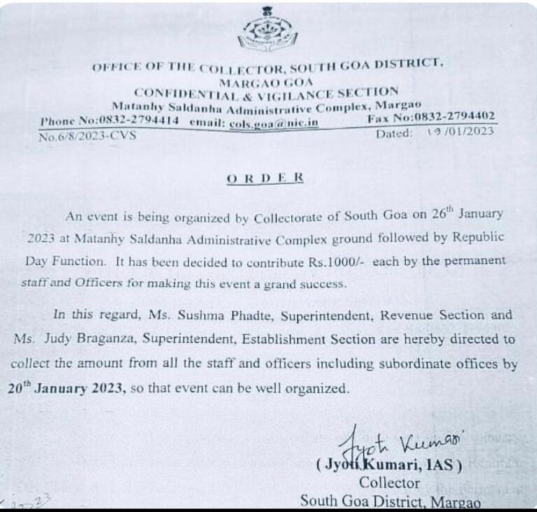 District Collector says funds were not for Republic Day