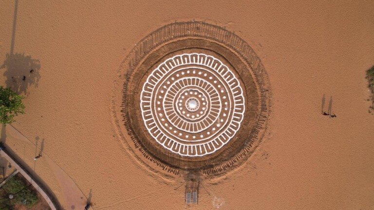 Goan artist Sagar Naik Mule dedicates a stunning sand art display to G20 at Miramar beach.