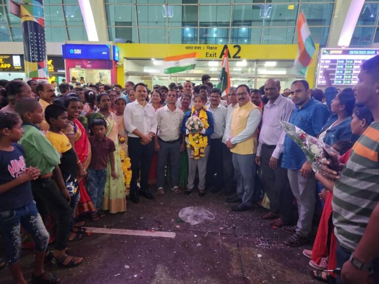 Grand Welcome : Goa Special Olympic team at Dabolim Airport.
