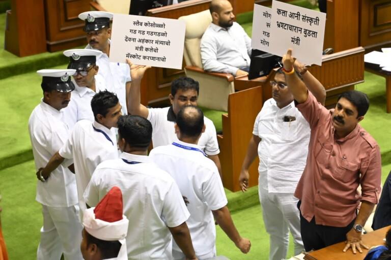 Opposition benches create ruckus over Kala Accademy building slab collapse issue