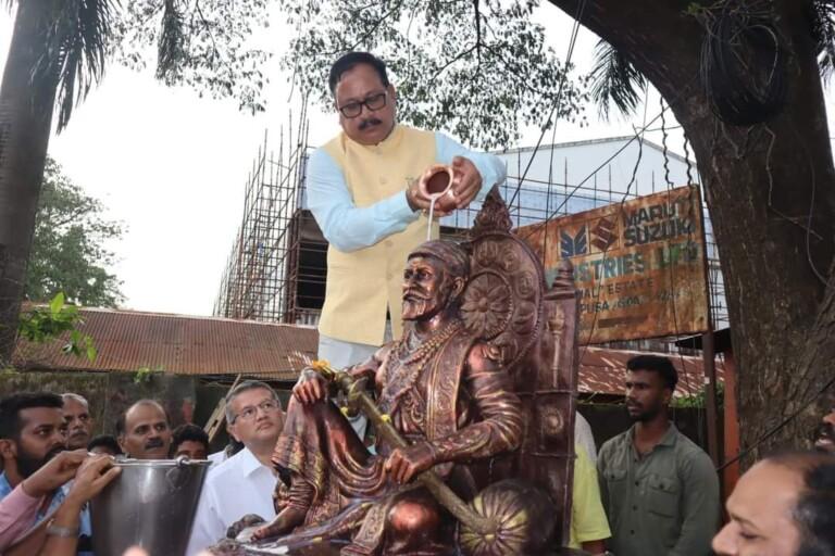 Police recover broken parts of desecrated statue of Chhatrapati Shivaji Maharaj at Mapusa