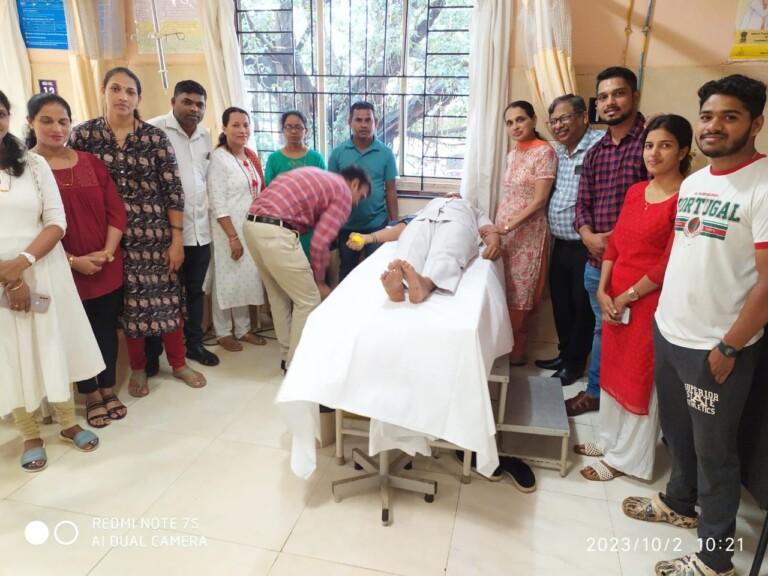 Blood Donation Camp Held on Gandhi Jayanti at Bicholim Community Health Centre