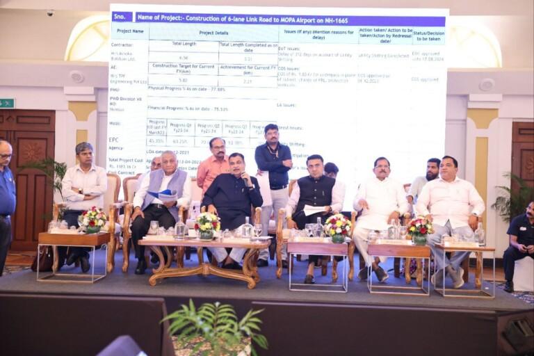 Union Minister Nitin Gadkari reviews work on various infra projects in Goa