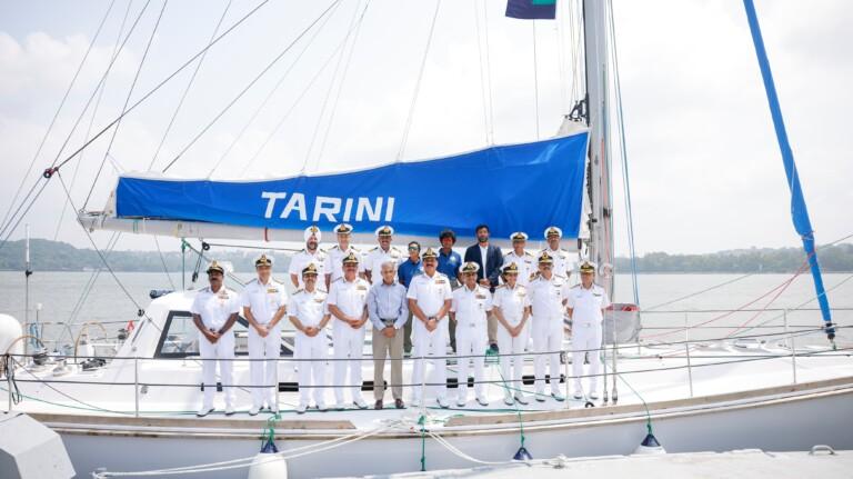 INSV TARINI SAILS OUT FOR NAVIKA SAGAR PARIKRAMA II