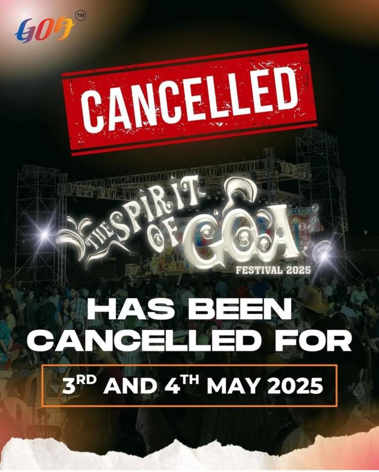 Spirit of Goa Festival Cancelled on 3rd & 4th May 2025