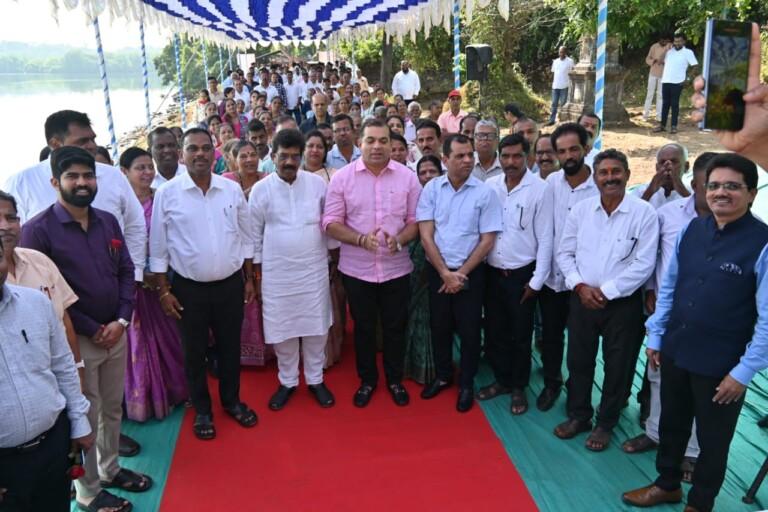 Foundation laid for ‘Gomant Sarita Poojan’ Project at Narve; riverfront spiritual tourism to receive major boost